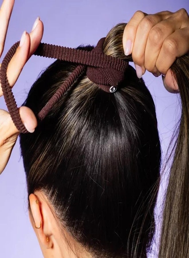GIMME Beauty Thick Hair Extra Stretch Bands - Patent-Pending Design for Maximum Hold - Premium Ties for Thick & Curly Hair - Sleek & Strong Hold - Dark Brown, 6 Pack - Image 5